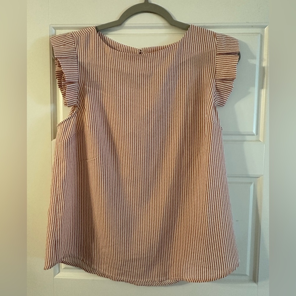 Monteau Red and White Striped Blouse
